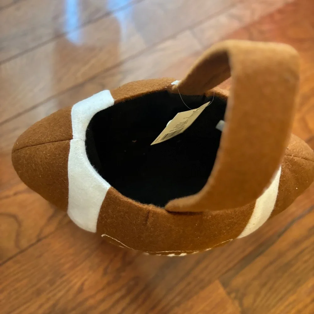 Plush‎ Football Sports Basket Brown Felt Game Day Party Easter Bucket Halloween